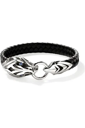 John Hardy Sterling and leather Naga sapphire bracelet
