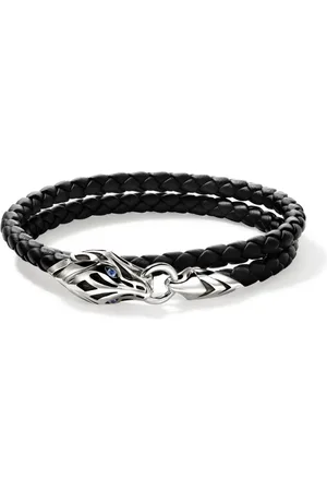 John Hardy Sterling and leather Naga Wrap sapphire bracelet