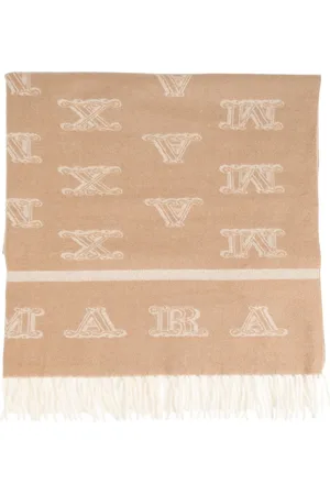 Max Mara Embroidered logo pattern scarf
