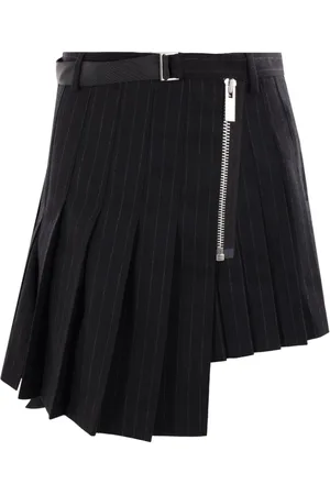 SACAI Stripe detail wool skirt