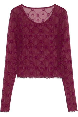 Marine Serre Monogram-flock mesh top
