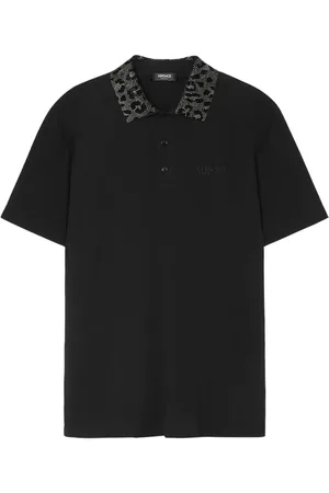 VERSACE Crystal-embellished polo shirt
