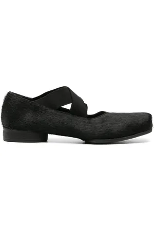 UMA WANG Brushed-effect leather ballerina shoes
