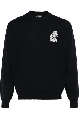 Emporio Armani French Bulldog-embroidered sweater