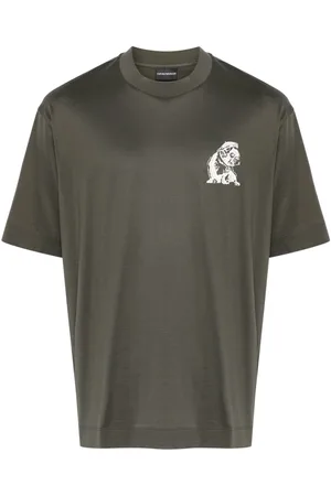Emporio Armani French Bulldog-embroidered T-shirt