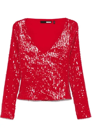 ROTATE Sequins V-neck top