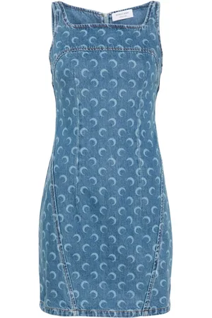 Marine Serre Moon laser denim mini dress