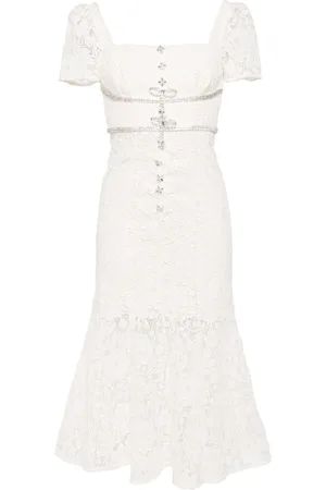 Self-Portrait Lace diamante bow midi dress