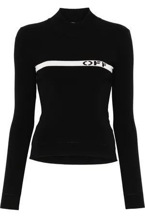 OFF-WHITE Logo-stripe mock-neck top