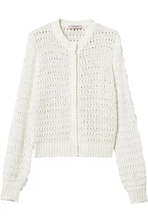 Twin-Set Sequin-embellished open-knit cardigan