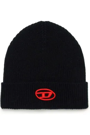 Diesel Logo-embroidered ribbed-knit beanie