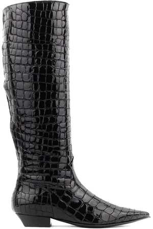 Paul Warmer Crocodile-embossed patent boots
