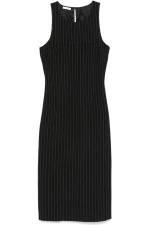 Patrizia Pepe Pinstriped crew-neck midi dress