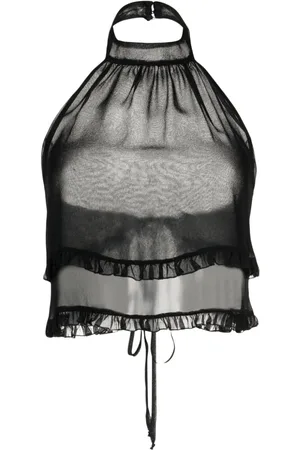 Kiki de Montparnasse Ruffle-detail halterneck crop top