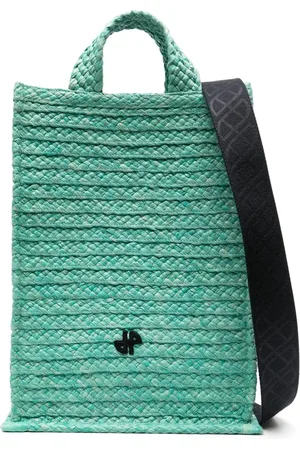 Patou JP-patch raffia tote bag