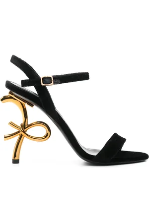 ROBERTO FESTA 100mm logo-heel velvet sandals
