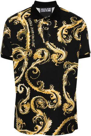 VERSACE Barocco-print cotton polo top