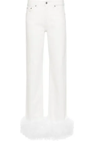 LOULOU Feather-trim jeans
