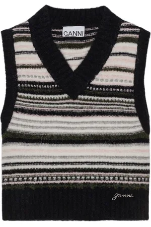 Ganni V-neck sleeveless knitted top