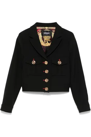VERSACE Logo-engraved buttons jacket