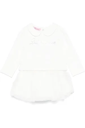 MISS BLUMARINE Embroidered-logo tulle skirt set (two pieces)