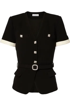Self-Portrait Belted short-sleeved blouse