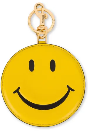Moschino Smiley-face leather keychain