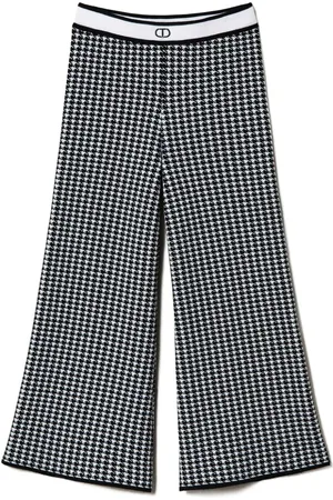 Twin-Set Jacquard houndstooth knitted trousers