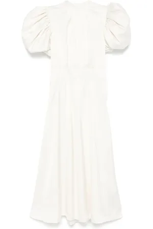ROTATE Satin puff middi dress