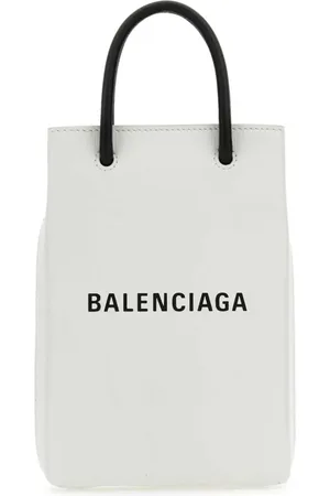 Balenciaga Printed leather phone holder
