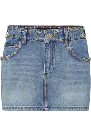 Philipp Plein Star stud-embellishment denim skirt