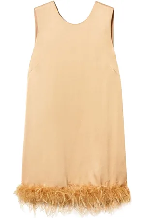 Twin-Set Feather-detail satin-finish minidress