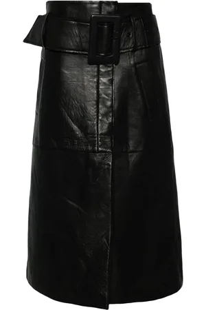 REMAIN Bonded leather midi skirt