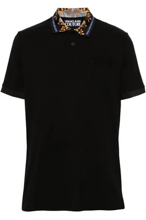 VERSACE Logo-embroidered cotton polo shirt