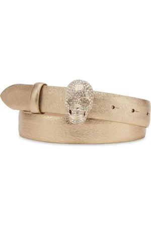 Philipp Plein Skull metallic leather belt