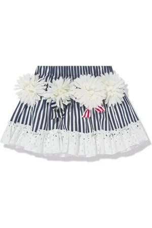 Selini Action Floral-appliqué stripe mini skirt