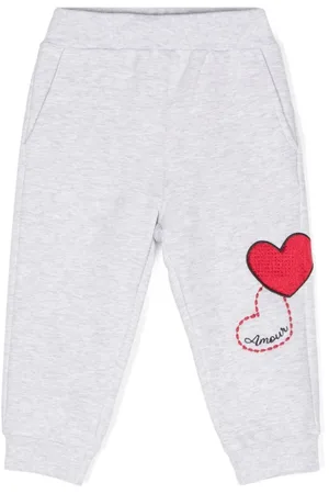 MONNALISA Heart-patch jersey track pants