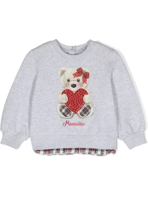 MONNALISA Teddy bear-print cotton sweatshirt