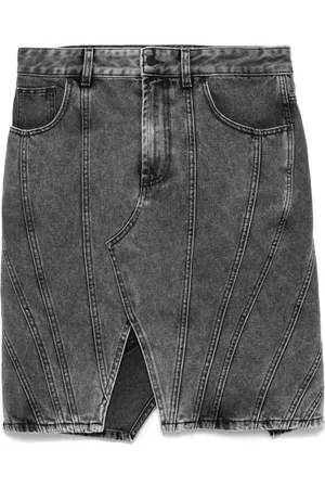 MUGLER Spiral denim skirt