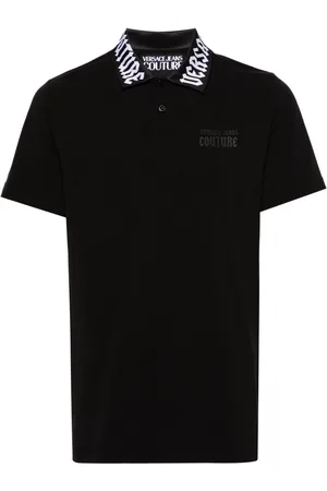 VERSACE Logo-collar piqu?? polo shirt