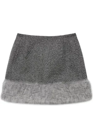 Msgm Faux-fur trim mini skirt