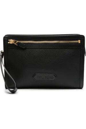 Tom Ford Embossed-logo leather clutch