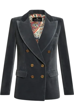 Etro Logo-engraved buttons velvet blazer