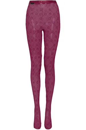Marine Serre Moonogram-flocked mesh tights