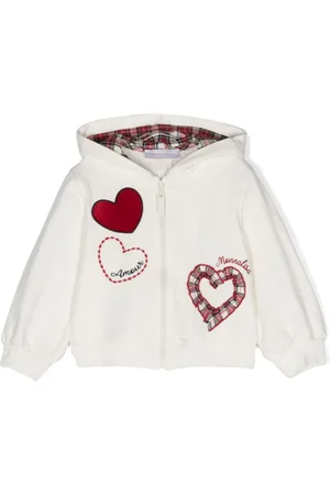 MONNALISA Logo-embroidered zip-up hoodie