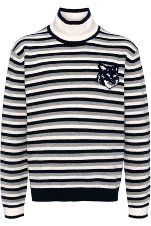 Maison Kitsuné Fox head intarsia striped jumper