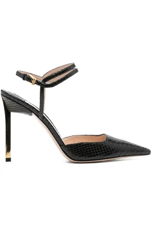 Tom Ford 95mm snakeskin glossy slingback pumps
