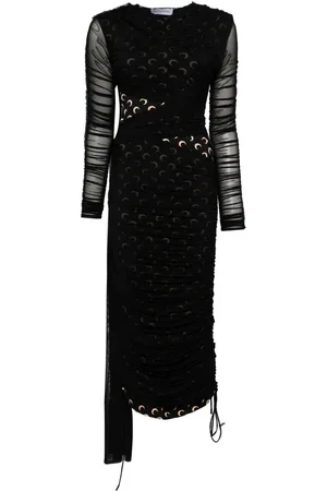 Marine Serre Crescent-Moon-print draped dress