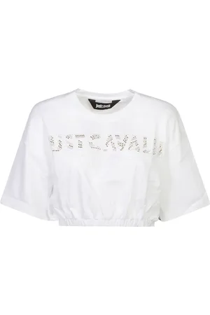 Roberto Cavalli Embroidered cropped T-shirt