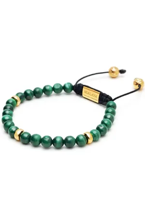 Nialaya Gold plated malachite beaded bracelet